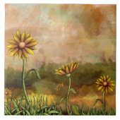 幸せなヒマワリのタイル タイル (正面)