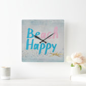 幸せなビーチだ スクエア壁時計 (ホーム)