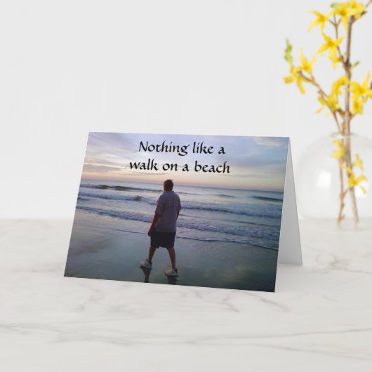 幸せなビーチの散歩ほど*誕生日* カード (黄色い花)