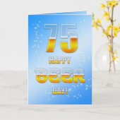 幸せなビール日の第75バースデー・カード カード (黄色い花)