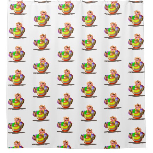 幸せなピエロとボール – サーカス – おもしろい絵画ズ シャワーカーテン (正面)