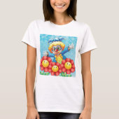 幸せなピエロと笑顔の花 Tシャツ (正面)