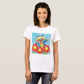 幸せなピエロと笑顔の花 Tシャツ (正面フル)