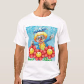 幸せなピエロと笑顔の花 Tシャツ (正面)