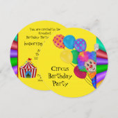 幸せなピエロのサーカスの誕生日パーティー 招待状 (正面/裏面)