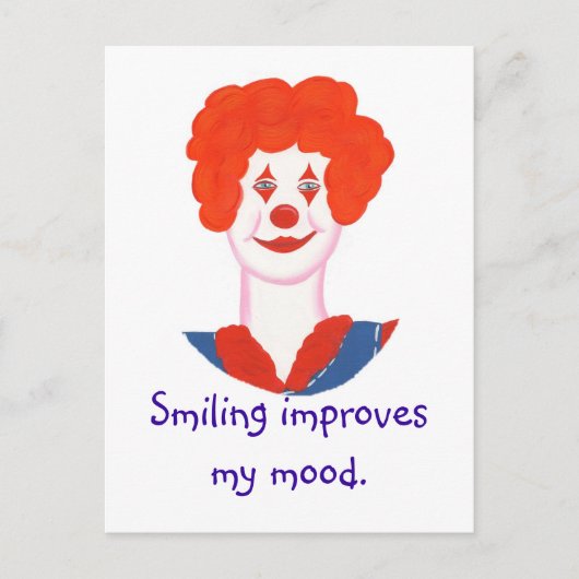 幸せなピエロ顔、笑顔は私の気分を改善 ポストカード (正面)