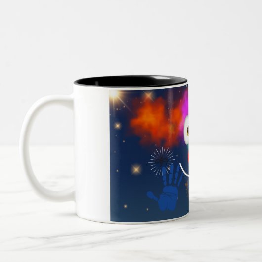 幸せなピエロ、星と空 ツートーンマグカップ (左)