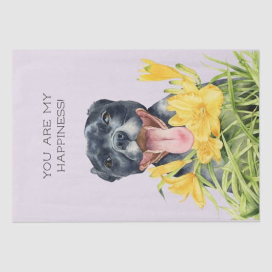 幸せなピット・ブル犬の芸術 薄葉紙 (正面)