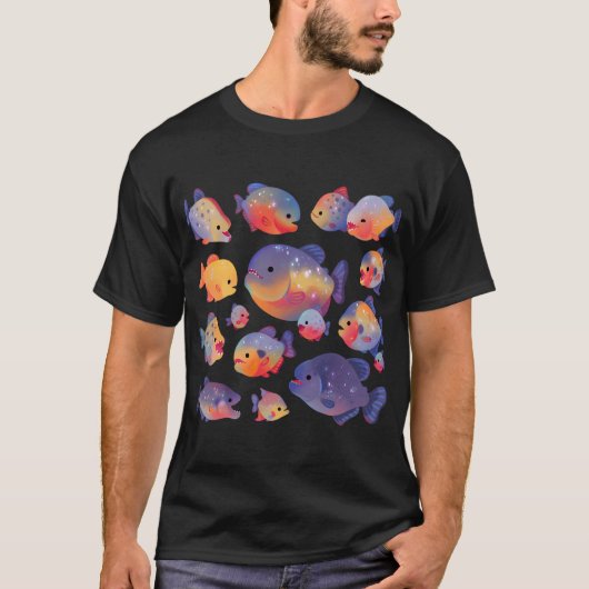 幸せなピラニア Tシャツ (正面)