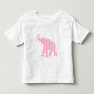 幸せなピンクの象アートパターンかわいい トドラーTシャツ