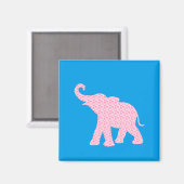 幸せなピンクの象アートパターンかわいい マグネット (正面/裏面)