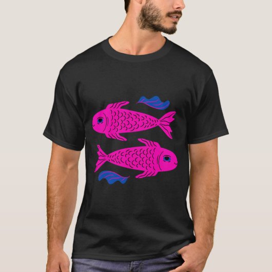幸せなピンクの魚 Tシャツ (正面)