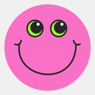 幸せなピンクのEmojiは直面します ラウンドシール