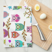 幸せなフクロウ キッチンタオル (四つ折り)