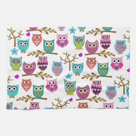 幸せなフクロウ キッチンタオル (横)