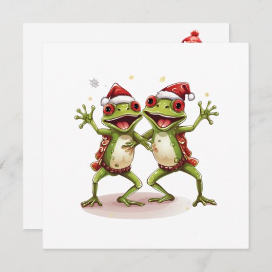 幸せなフロギーのクリスマスホリデーカードを持っている シーズンカード (正面/裏面)