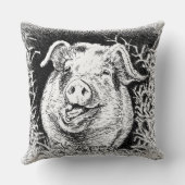 幸せなブタの動物のスケッチ クッション (裏面)