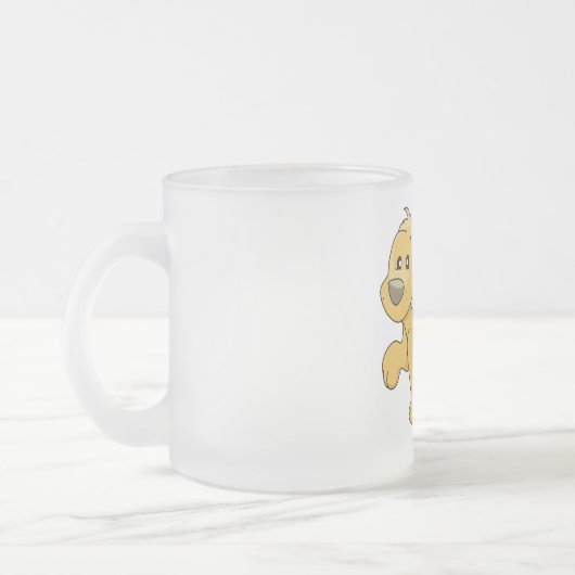 幸せなブラウン犬のTシャツおよびギフト フロストグラスマグカップ (左)