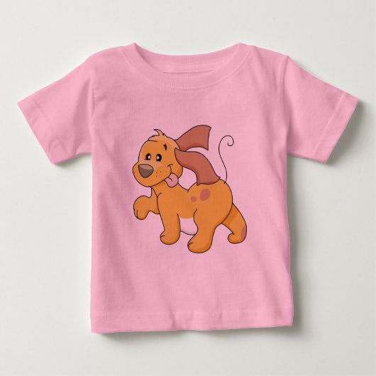 幸せなブラウン犬のTシャツおよびギフト ベビーTシャツ (正面)