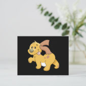 幸せなブラウン犬のTシャツおよびギフト ポストカード (スタンド正面)