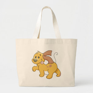 幸せなブラウン犬のTシャツおよびギフト ラージトートバッグ