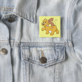 幸せなブラウン犬のTシャツおよびギフト 缶バッジ (インサイチュ)