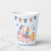 幸せなブラチ運オサール恐竜の贈り物 紙コップ (裏面)