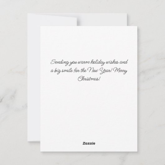 幸せなブルドッグの水彩画サンタ帽アート シーズンカード (裏面)