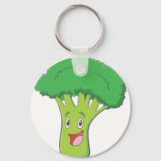 幸せなブロッコリー野菜の笑顔 キーホルダー (正面)