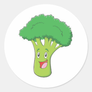 幸せなブロッコリー野菜の笑顔 ラウンドシール