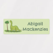幸せなブロントサウルス恐竜のパーソナライズされた漫画 ラベル (デザイン2)