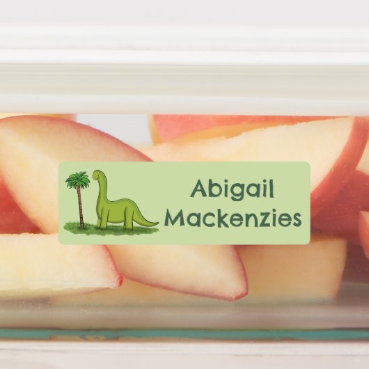 幸せなブロントサウルス恐竜のパーソナライズされた漫画 ラベル (貼付)