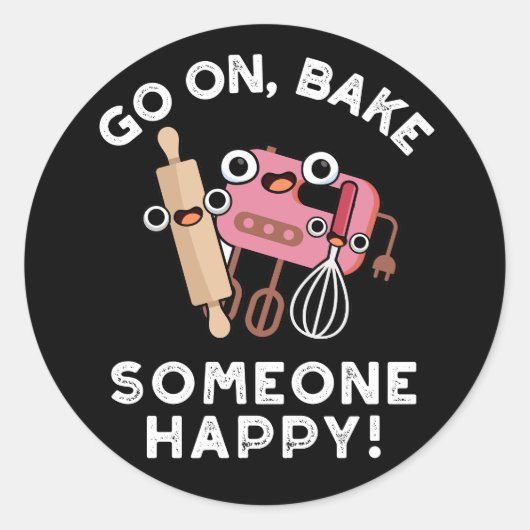 幸せなベイカーおもしろいツールPunを焼く ラウンドシール (正面)