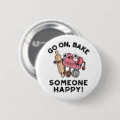 幸せなベイカーおもしろいツールPunを焼く 缶バッジ (正面&裏面)