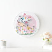 幸せなベビーのキリン ラージ壁時計 (ホーム)