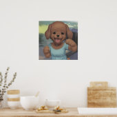幸せなベビーの犬の恋人のための子犬 ポスター (キッチン)