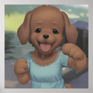 幸せなベビーの犬の恋人のための子犬 ポスター