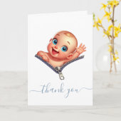 幸せなベビーピーキングベイビーシャワーありがとう カード (黄色い花)