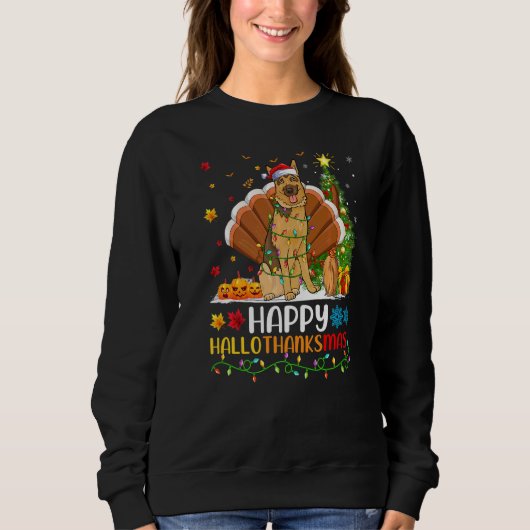 幸せなベルジアンマリノア犬 Hellothanksmas スウェットシャツ (正面)