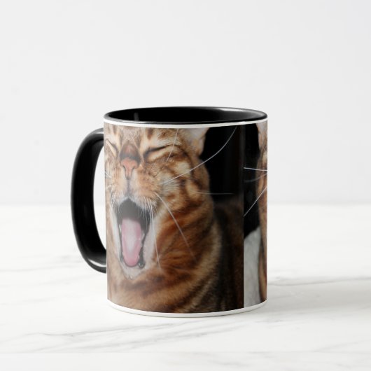 幸せなベンガル猫の写真のマグは、あなた自身のミームを加えます マグカップ (正面左)