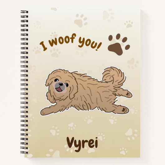 幸せなペキニーズの犬好きさんへ I Woof You Paws ノートブック (正面)