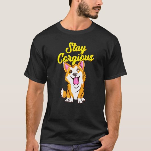 幸せなペットのコーギー犬のパンコーギー素敵 Tシャツ (正面)
