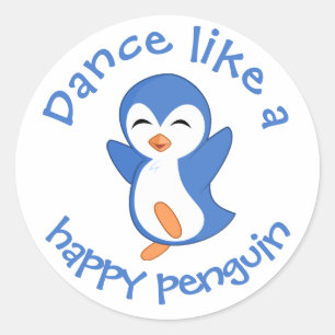 幸せなペンギンのようにかわいい踊り ラウンドシール