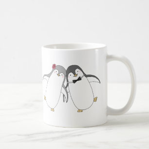 幸せなペンギンのカップルのかわいい結婚記念日のマグ コーヒーマグカップ