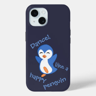 幸せなペンギンのブルーのような可愛いダンス iPhone 15ケース
