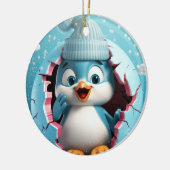 幸せなペンギン。クリスマス風の画像 セラミックオーナメント (左)