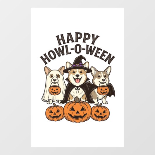 幸せなホウルオウィーン コーギー ハロウィン 犬 ベクター デザイン ウィンドウサイン (シート)