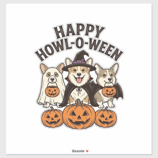 幸せなホウルオウィーン コーギー ハロウィン 犬 ベクター デザイン シール (シート)