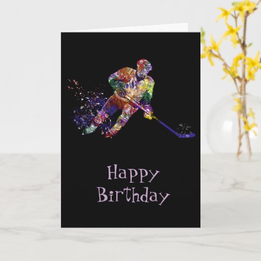 幸せなホッケーの誕生日のおもしろいのユーモア カード (黄色い花)