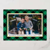幸せなホリデーズグリーンバッファロープライド写真金ゴールド 箔シーズンカード (正面)